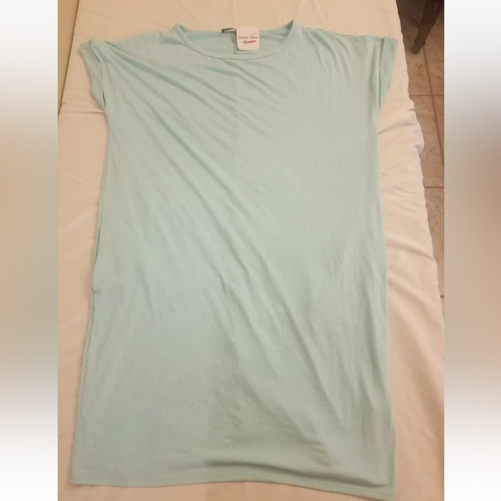 Women's Southern Charm "SHOP BASIC" SOLID Print Size XL TSHIRT DRESS SEA FOAM